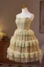 Sparkly Gold Beading Pearl Sequins Short Party Dresses 2025 A-Line / Princess Strapless Sleeveless Backless Cocktail Party Evening Party Formal Dresses