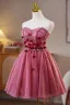 Sexy Fushia Faux Diamant Appliques Courte Robe De Fête 2025 Bustier Sans Manches Dos Nu Soirée Robe De Ceremonie