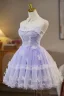 Sexy Lavande En Dentelle Fleur Appliques Courte Robe De Fête 2025 Bustier Sans Manches Dos Nu Soirée Robe De Ceremonie