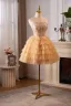 Sexy Gold Beading Sequins Cascading Ruffles Short Prom Dresses Party Dresses 2024 Ball Gown Strapless Sleeveless Backless Prom Party Dresses
