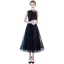 Chic / Beautiful Black Homecoming Graduation Dresses 2018 A-Line / Princess Rhinestone Bow One-Shoulder Backless Sleeveless Tea-length Formal Dresses