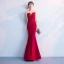 Chic / Beautiful Burgundy Evening Dresses  2019 Trumpet / Mermaid Lace Flower Sequins Scoop Neck 3/4 Sleeve Floor-Length / Long Formal Dresses