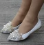 Snygga / Fina Vita Casual Damskor 2018 Pärla Rhinestone Spetsiga Platt