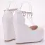 Modern / Fashion White Casual Womens Shoes 2018 Pearl Rhinestone Tassel Platform 11 cm Wedges Round Toe