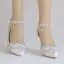 Elegant White Wedding Shoes 2018 Rhinestone Pearl Tassel 8 cm Stiletto Heels Pointed Toe Wedding High Heels