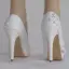 Chic / Beautiful White Wedding Shoes 2018 Lace Pearl Rhinestone 11 cm Stiletto Heels Round Toe Wedding Pumps