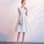 Chic / Beautiful Champagne Homecoming Graduation Dresses 2018 A-Line / Princess Bow Scoop Neck Sleeveless Knee-Length Formal Dresses