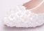 Chic / Beautiful White Wedding Shoes 2018 Lace Flower Pearl 5 cm Stiletto Heels Pointed Toe Wedding Pumps