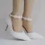 Chic / Beautiful White Wedding Shoes 2018 Lace Flower Pearl 8 cm Stiletto Heels Pointed Toe Wedding High Heels