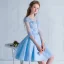 Chic / Beautiful Sky Blue Homecoming Graduation Dresses 2018 A-Line / Princess Appliques Scoop Neck Backless 1/2 Sleeves Short Formal Dresses