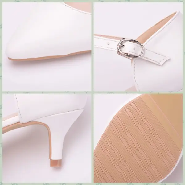 Simple Blanche Chaussures Femmes 2018 Boucle 5 cm Talons Aiguilles À Bout Pointu Talons Hauts