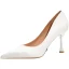 Schöne Ivory / Creme Büro OL Leder Pumps 2021 8 cm Stilettos Spitzschuh Pumps Hochhackige