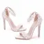 Modern / Fashion White Wedding Shoes 2018 Lace Flower Rhinestone Ankle Strap 11 cm Stiletto Heels Open / Peep Toe Wedding High Heels