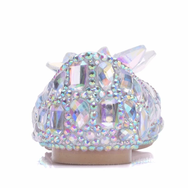 Glittrande Silver Brudskor 2018 Kristall Rhinestone Spetsiga Platt