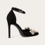 Charming Black Evening Party Leather Pearl Rhinestone Womens Shoes 2021 Ankle Strap 10 cm Stiletto Heels Pointed Toe High Heels