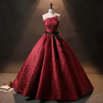Eleganta Röd Svarta Balklänningar 2024 Korsade Remmar Rosett Broderade Satin Förlovnings Ärmlös Balklänning Formella Klänningar