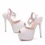 Chic / Beautiful White Wedding Shoes 2018 Pearl Rhinestone Tassel Ankle Strap 14 cm Stiletto Heels Open / Peep Toe Wedding High Heels