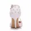 Modern / Fashion White Wedding Shoes 2018 Lace Flower Rhinestone Pearl T-Strap Ankle Strap 9 cm Stiletto Heels Pointed Toe Wedding High Heels