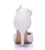 Modern / Fashion White Wedding Shoes 2018 Lace Flower Pearl Ankle Strap 9 cm Stiletto Heels Pointed Toe Wedding High Heels