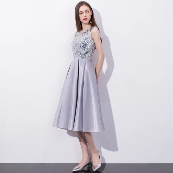 Chic / Beautiful Champagne Homecoming Graduation Dresses 2018 A-Line / Princess Sequins Scoop Neck Sleeveless Knee-Length Formal Dresses