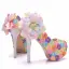 Flower Fairy Multi-Colors Prom Pumps 2018 Lace Handmade  Flower 14 cm Rhinestone Stiletto Heels Round Toe Pumps