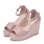 Böhmen Schwarz Strand Sommer Sandalen Damen 2018 Knöchelriemen 9 cm Keilabsatz Peeptoes Sandaletten