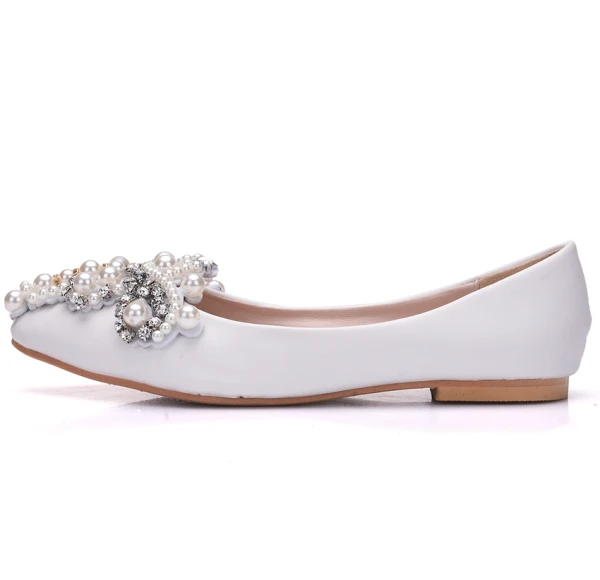 Mote Hvit Casual Damesko 2018 Perle Rhinestone Spisse Flate
