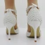 Sparkly White Wedding Shoes 2018 Pearl Rhinestone Ankle Strap 6 cm Stiletto Heels Pointed Toe Wedding High Heels