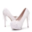 Modern / Fashion Ivory Wedding Shoes 2018 Appliques Lace Pearl Rhinestone Tassel 14 cm Stiletto Heels Round Toe Wedding Pumps