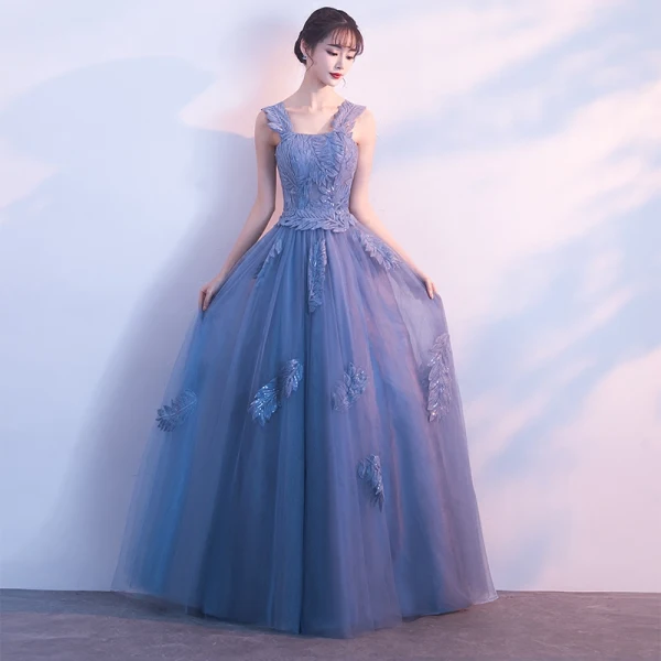 Chic / Beautiful Sky Blue Evening Dresses 2018 A-Line / Princess Appliques Shoulders Backless Sleeveless Floor-Length / Long Formal Dresses
