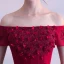 Chic / Beautiful Burgundy Prom Dresses 2018 A-Line / Princess Crystal Appliques Bow Off-The-Shoulder Backless Sleeveless Floor-Length / Long Formal Dresses