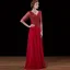 Luxury / Gorgeous Burgundy Handmade  Beading Evening Dresses  2019 A-Line / Princess Sequins V-Neck Backless 3/4 Sleeve Floor-Length / Long Formal Dresses