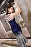 Sexy Bleu Marine Robe De Cocktail 2019 Trompette / Sirène Paillettes Titulaire Dos Nu Sans Manches Asymétrique Robe De Ceremonie
