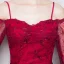 Chic / Belle Bordeaux Robe De Soirée 2018 Princesse En Dentelle Fleur Bretelles Spaghetti Dos Nu 3/4 Manches Asymétrique Robe De Ceremonie