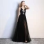 Sexy Black Evening Dresses  2019 A-Line / Princess Rhinestone Sequins V-Neck Sleeveless Plunging Cross-Back Backless Floor-Length / Long Formal Dresses