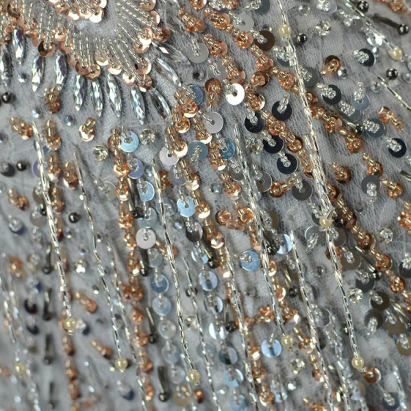 Luxury / Gorgeous Silver Handmade  Beading Evening Dresses  2019 Trumpet / Mermaid Crystal Sequins Rhinestone Tassel Scoop Neck Sleeveless Sweep Train Formal Dresses