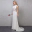 Chic / Beautiful Ivory Evening Dresses  2019 Trumpet / Mermaid See-through Handmade  Beading Tassel Scoop Neck Sleeveless Sweep Train Formal Dresses