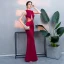 Chic / Beautiful Burgundy Evening Dresses  2018 Trumpet / Mermaid Beading Crystal Tassel Scoop Neck Sleeveless Floor-Length / Long Formal Dresses