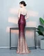 Scintillantes Dégradé De Couleur Robe De Soirée 2019 Trompette / Sirène Paillettes Encolure Dégagée Sans Manches Fendue devant Longue Robe De Ceremonie