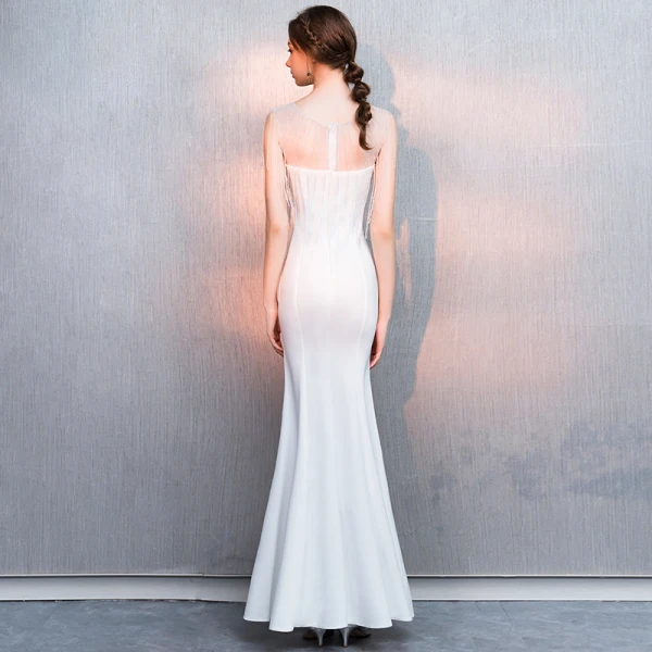 Charmant Rougissant Rose Robe De Soirée 2019 Trompette / Sirène Perlage Gland Encolure Dégagée Sans Manches Longue Robe De Ceremonie