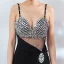 Sexy Noire Robe De Soirée 2018 Trompette / Sirène Paillettes Bretelles Spaghetti Dos Nu Sans Manches Longue Robe De Ceremonie