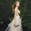 Élégant Champagne Robe De Soirée 2019 Princesse Bretelles Spaghetti En Dentelle Appliques Sans Manches Dos Nu Longueur Cheville Robe De Ceremonie