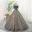 Chic / Belle Gris Perlage Paillettes Robe De Bal 2023 Robe Boule Encolure Carrée Manches Courtes Dos Nu Longue Promo Robe De Ceremonie