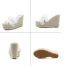 Chic / Beautiful Gold Beach Womens Sandals 2020 Lace Rhinestone 11 cm Wedges Open / Peep Toe Sandals
