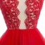 Sexy Rouge Robe De Fete 2018 Courte Encolure Dégagée En Dentelle Fleur Sans Manches Dos Nu Robe De Ceremonie