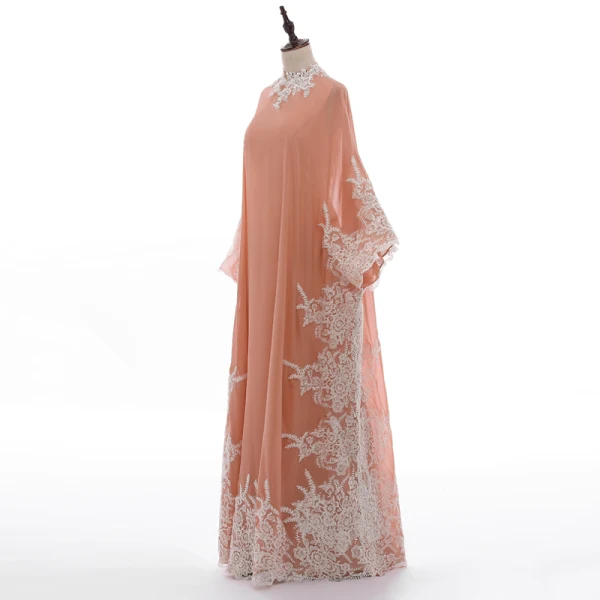 Vintage 2 Bit Pärla Rosa Aftonklänningar 2018 Prinsessa Urringning Appliqués Spets Långärmad Långa Formella Klänningar