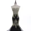 Charmant Noire Robe De Soirée 2018 Trompette / Sirène Bustier Dos Nu En Dentelle Fleur Faux Diamant Sans Manches Longue Robe De Ceremonie