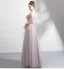 Elegant Blushing Pink Prom Dresses 2019 A-Line / Princess V-Neck Beading Pearl Crystal Appliques Sleeveless Backless Floor-Length / Long Formal Dresses