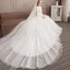 Snygga / Fina Elfenben Bröllopsklänningar 2019 Prinsessa Urringning Spets Blomma 3/4 ärm Halterneck Cathedral Train