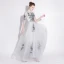 Chic / Beautiful Grey Evening Dresses  2018 A-Line / Princess Lace Appliques High Neck 1/2 Sleeves Floor-Length / Long Formal Dresses